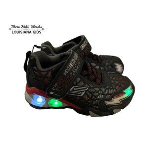 Skechers Sz 11 Black & Red Light Up Sneakers Shoes